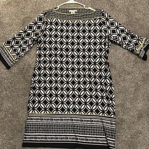 Studio One Black and White Sheath Dress with Bateau Neckline